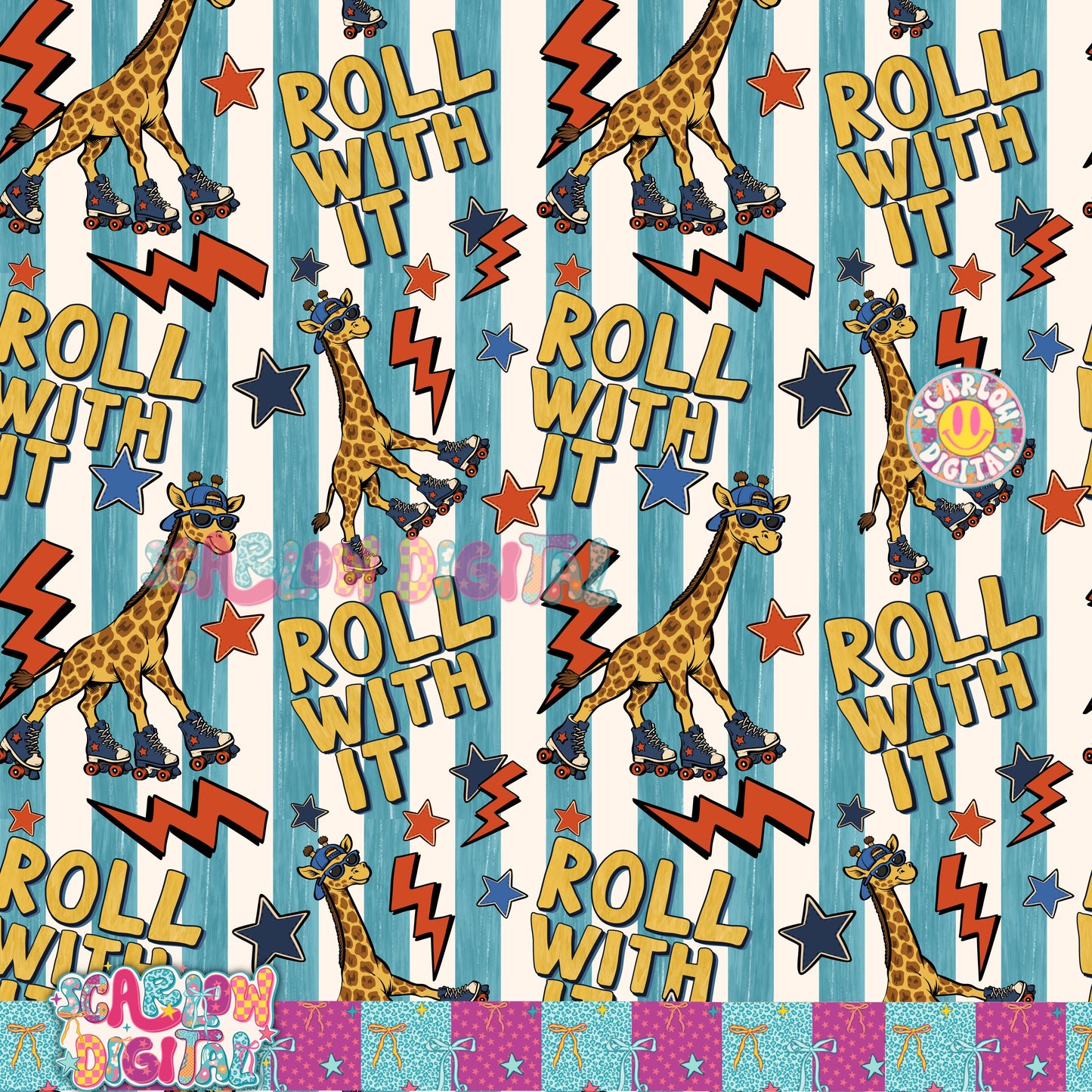 Roll With It Seamless Pattern Digital Design