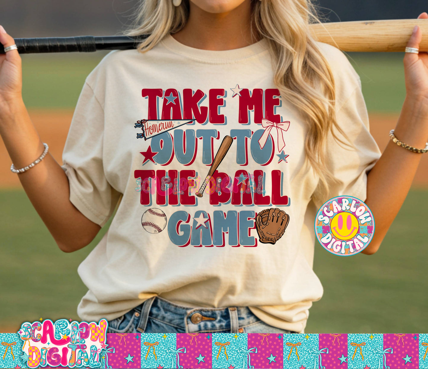 Take Me Out to the Ball Game Baseball PNG Digital Design