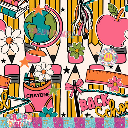 Back to School Seamless Pattern Digital Design