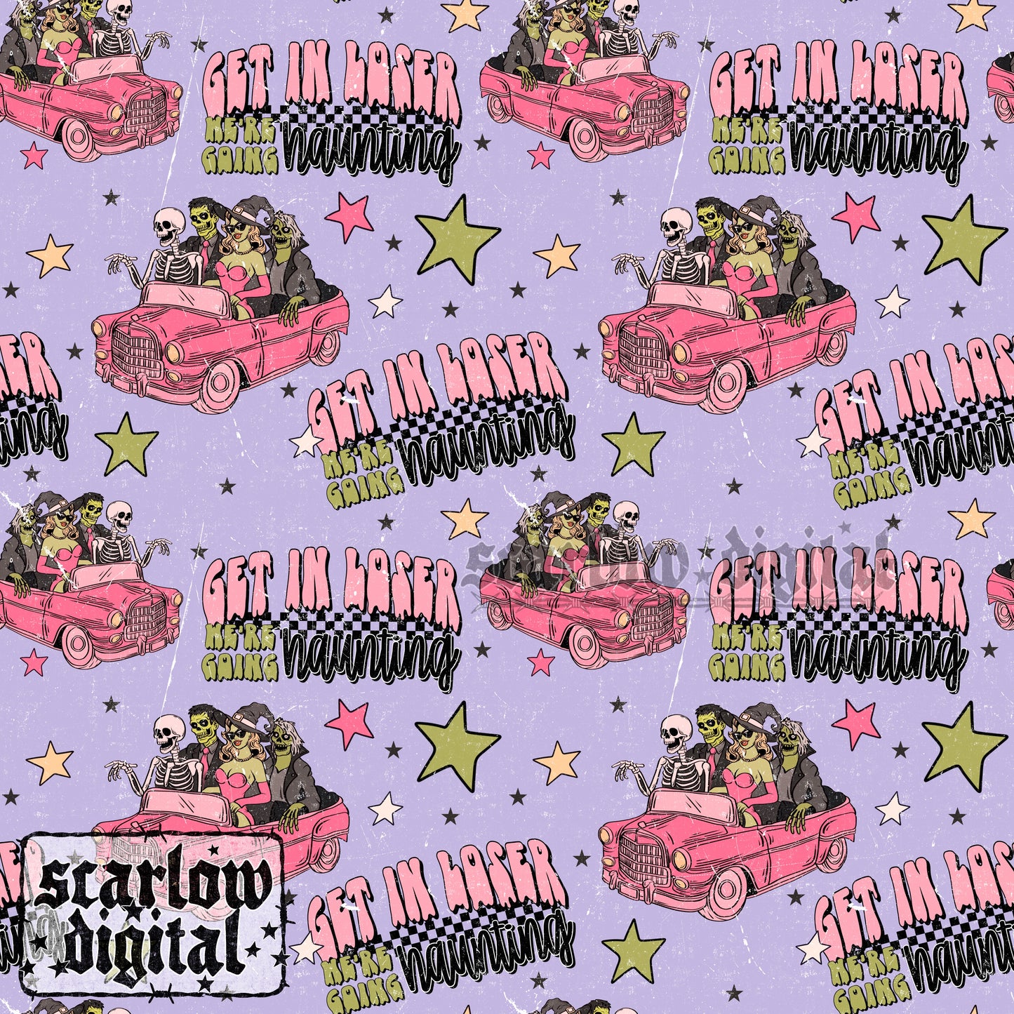 Get in Loser We're Going Haunting Seamless Pattern Digital Design