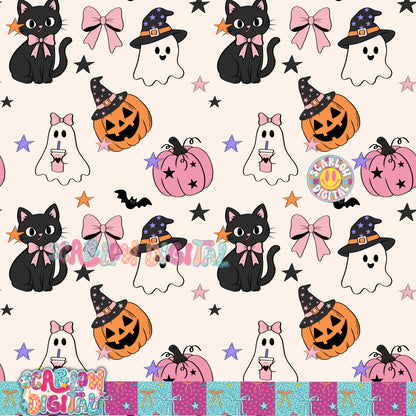 Cute Spooky Halloween Seamless Pattern Digital Design