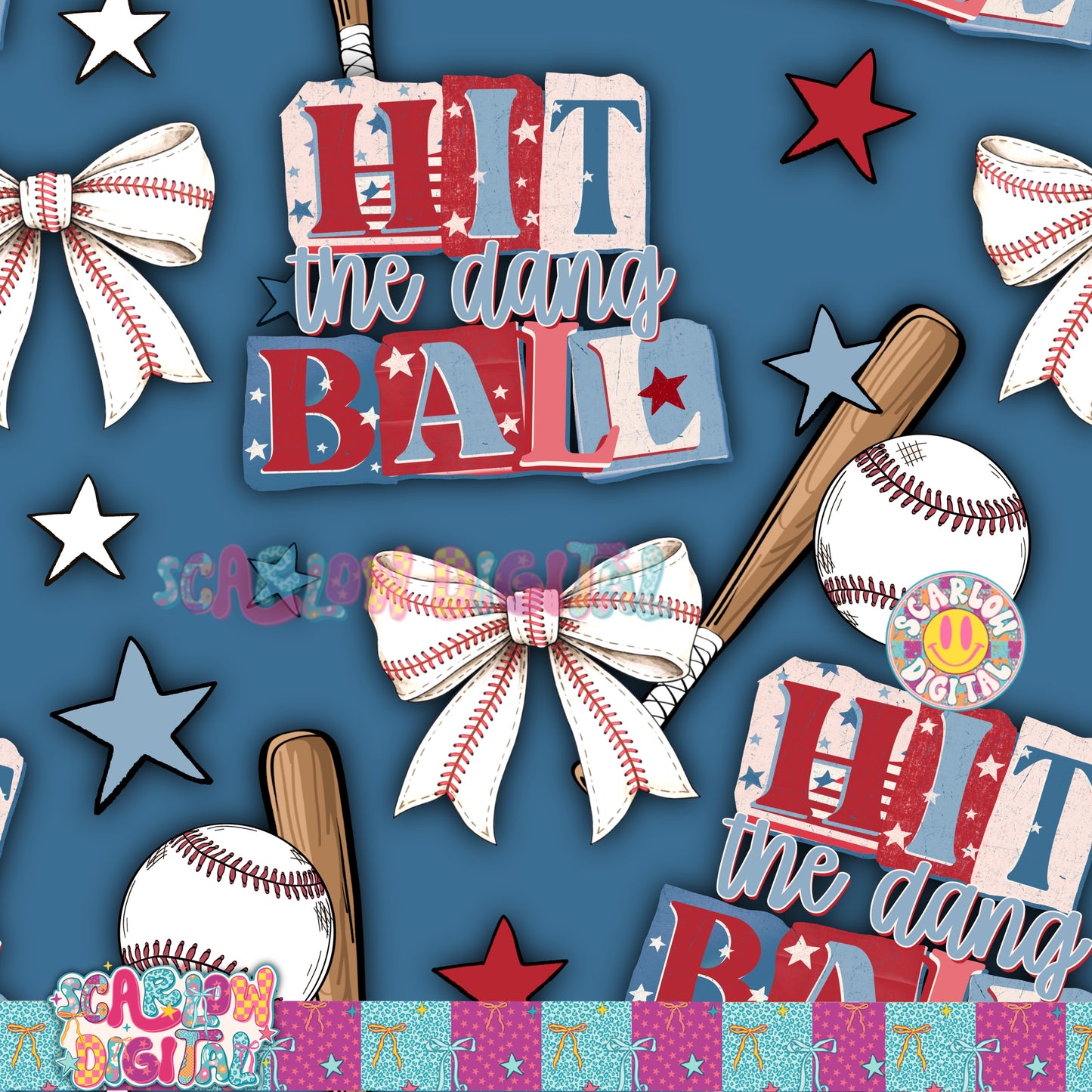 Hit the Dang Ball Seamless Pattern Digital Design