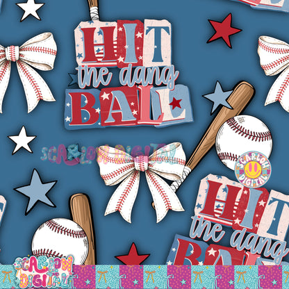 Hit the Dang Ball Seamless Pattern Digital Design