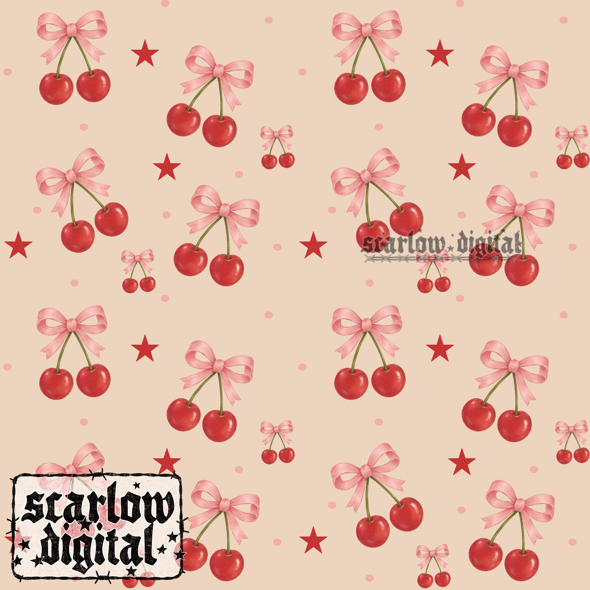Cherries Seamless Pattern Digital Design