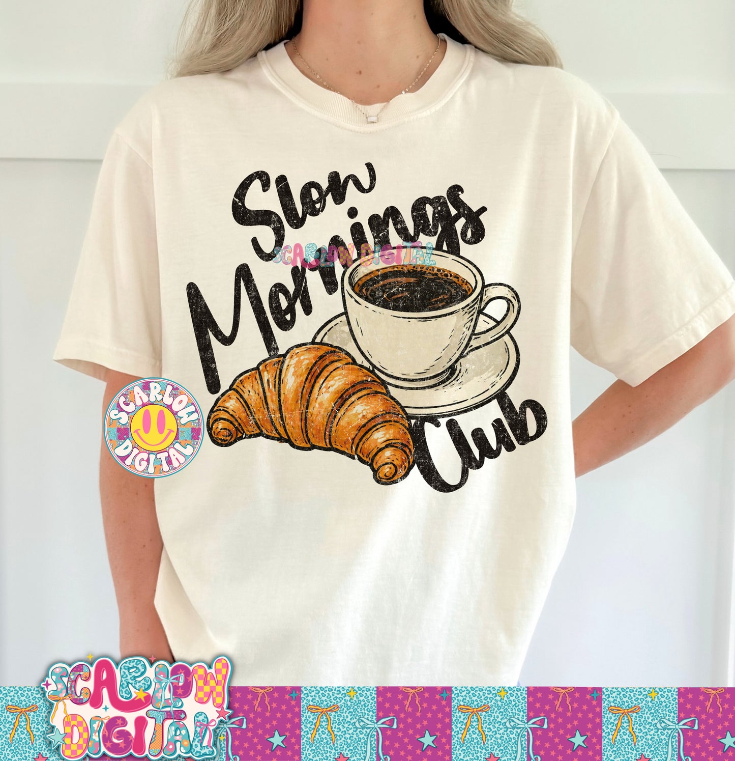 Slow Mornings Club PNG Digital Design