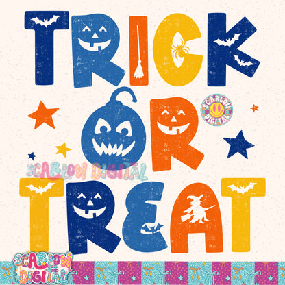 Trick or Treat in Blue PNG Digital Design