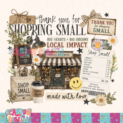 Thank you For Shopping Small Collage PNG Digital Design