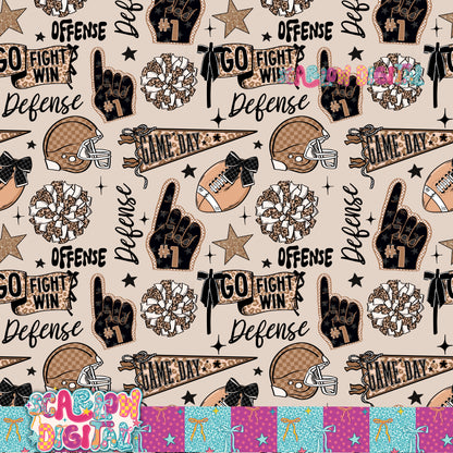 Football Doodles Seamless Pattern Digital Design