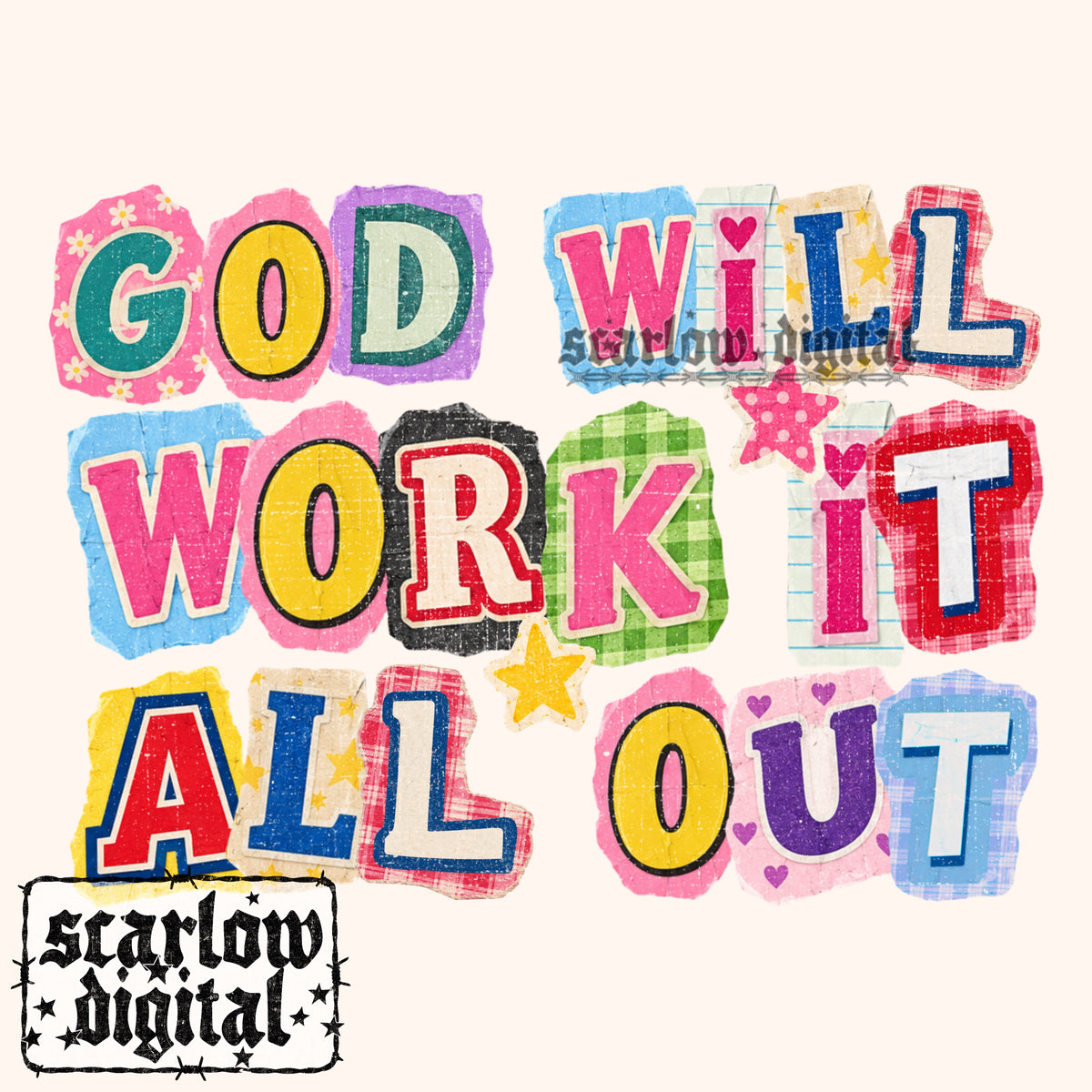 God Will Work it All Out PNG Digital Design
