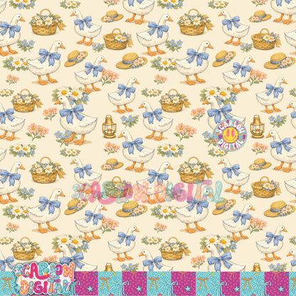 Vintage Goose Seamless Pattern Digital Design