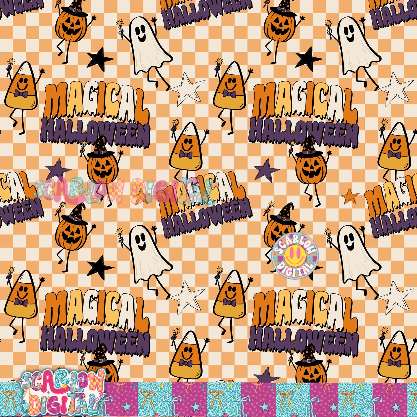 Magical Halloween Seamless Pattern Digital Design