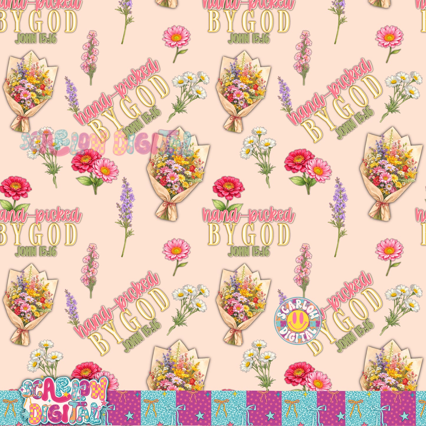 Hand Picked By God Seamless Pattern Digital Design