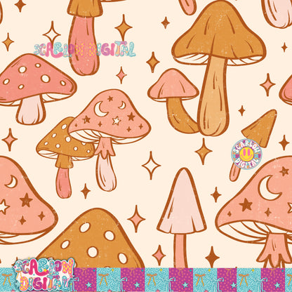 Mushrooms Seamless Pattern Digital Design