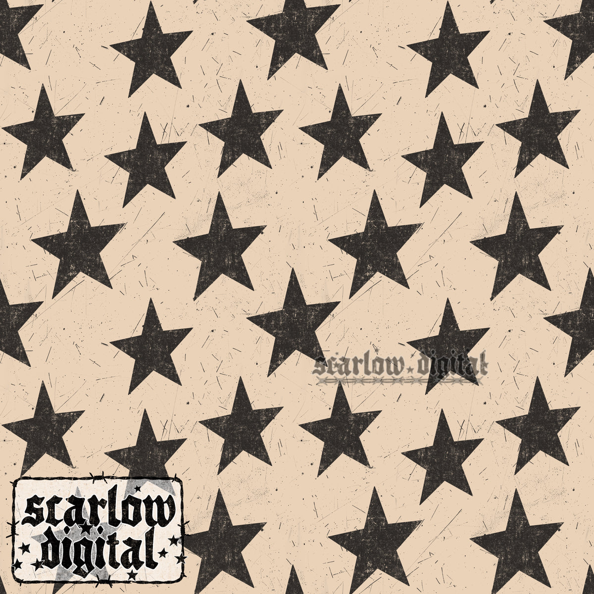 Black Stars Seamless Pattern Digital Design