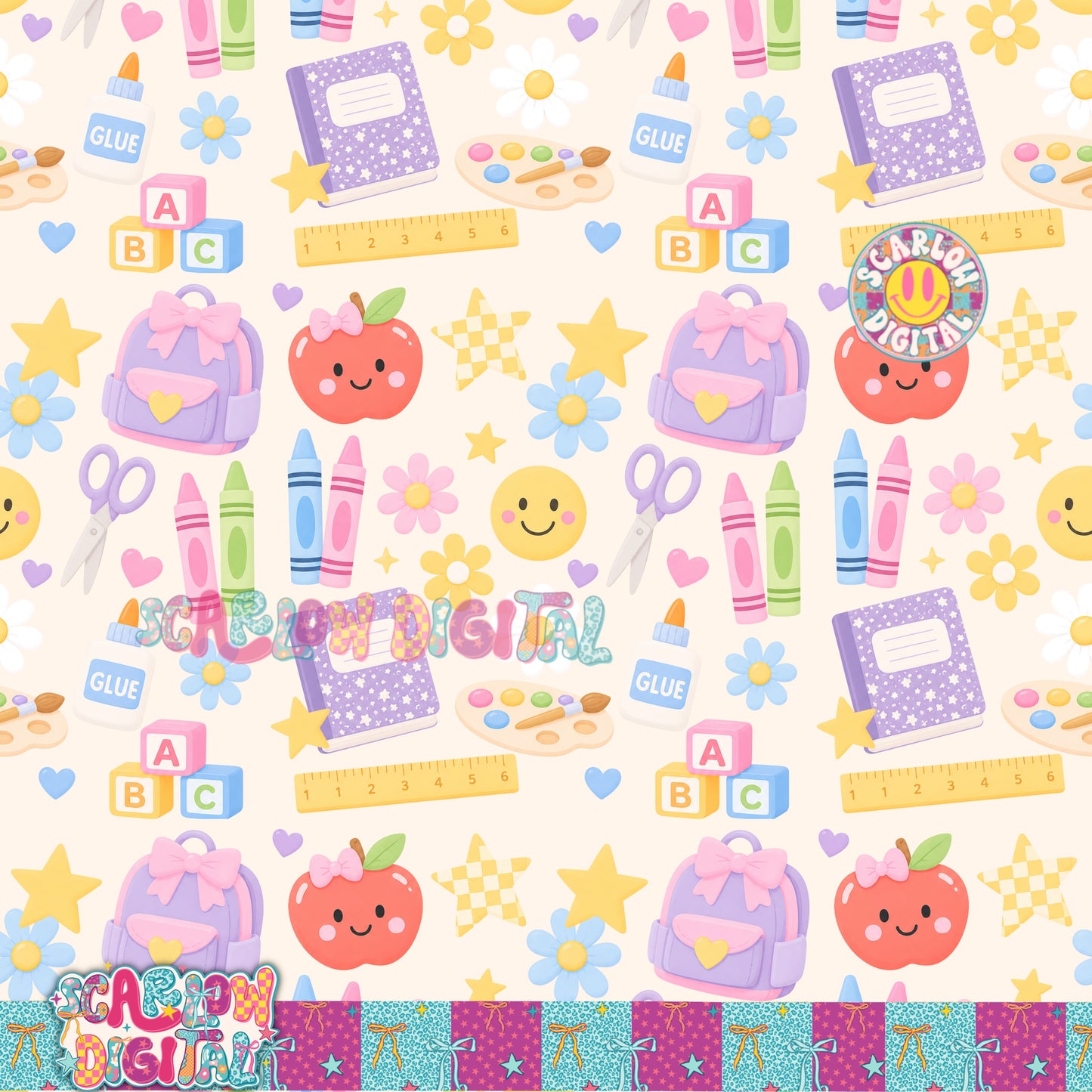 Back to School Seamless Pattern Digital Design