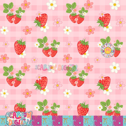 Strawberries Seamless Pattern Digital Design