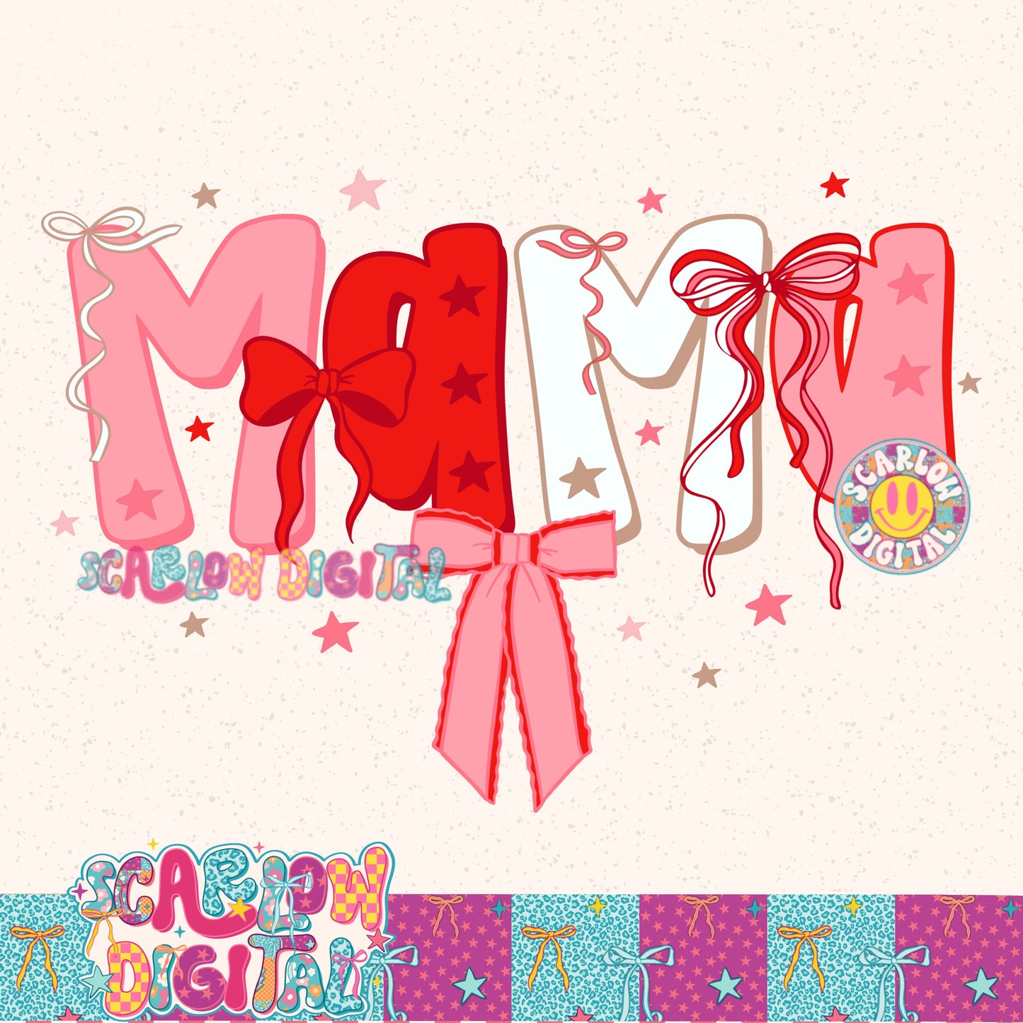 Mama Christmas Bow PNG Digital Design