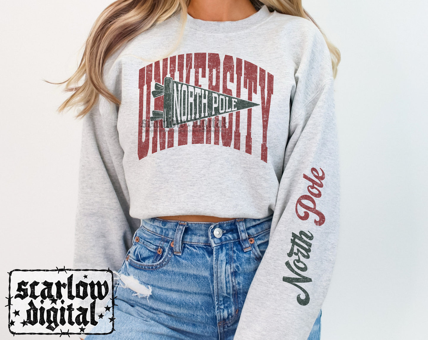 North Pole University Front + Sleeve PNG Digital Design