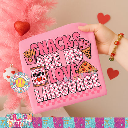 Snacks Are My Love Language in Pink PNG Digital Design