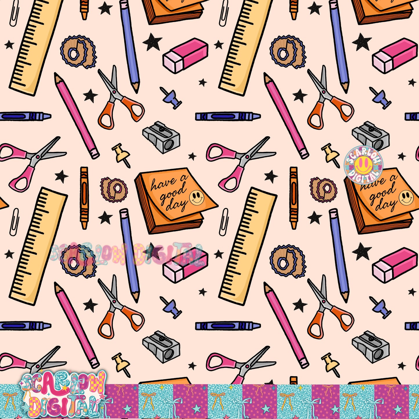 School Things Seamless Pattern Digital Design