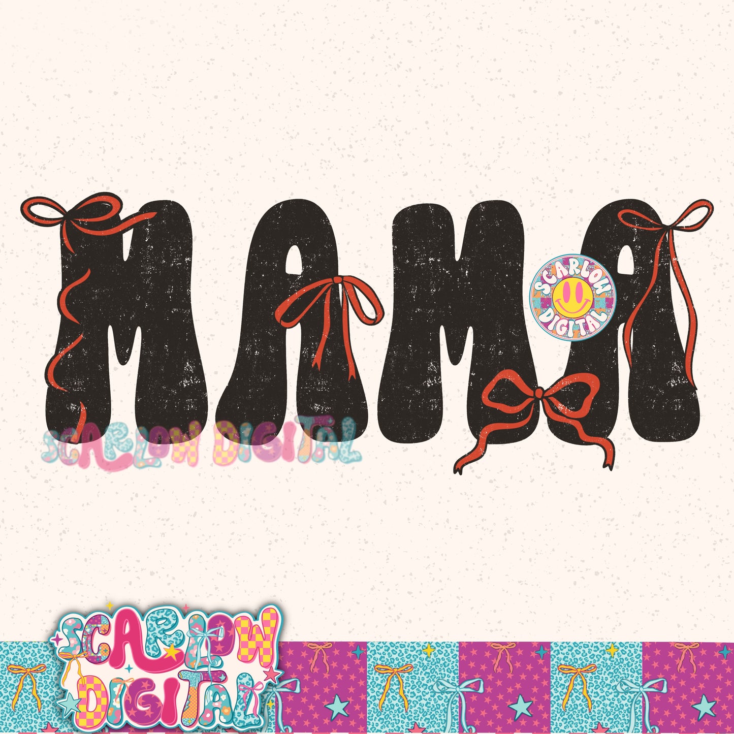 Red Bow Mama PNG Digital Design