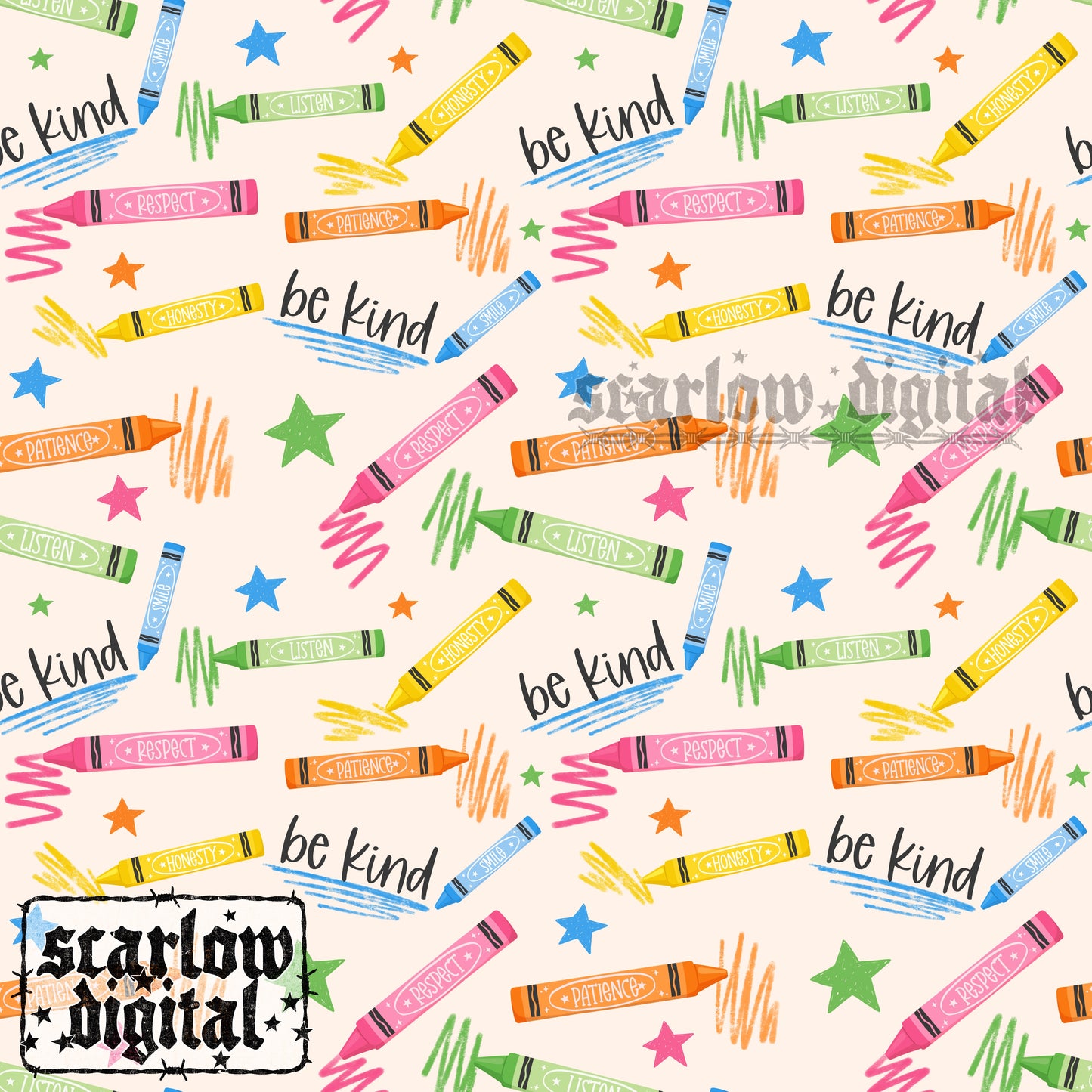 Be Kind Seamless Pattern Digital Design