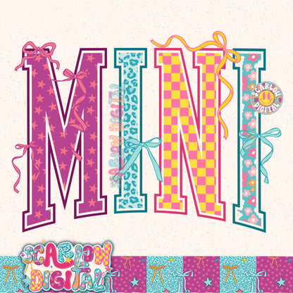 Retro Mini with Bows PNG Digital Design