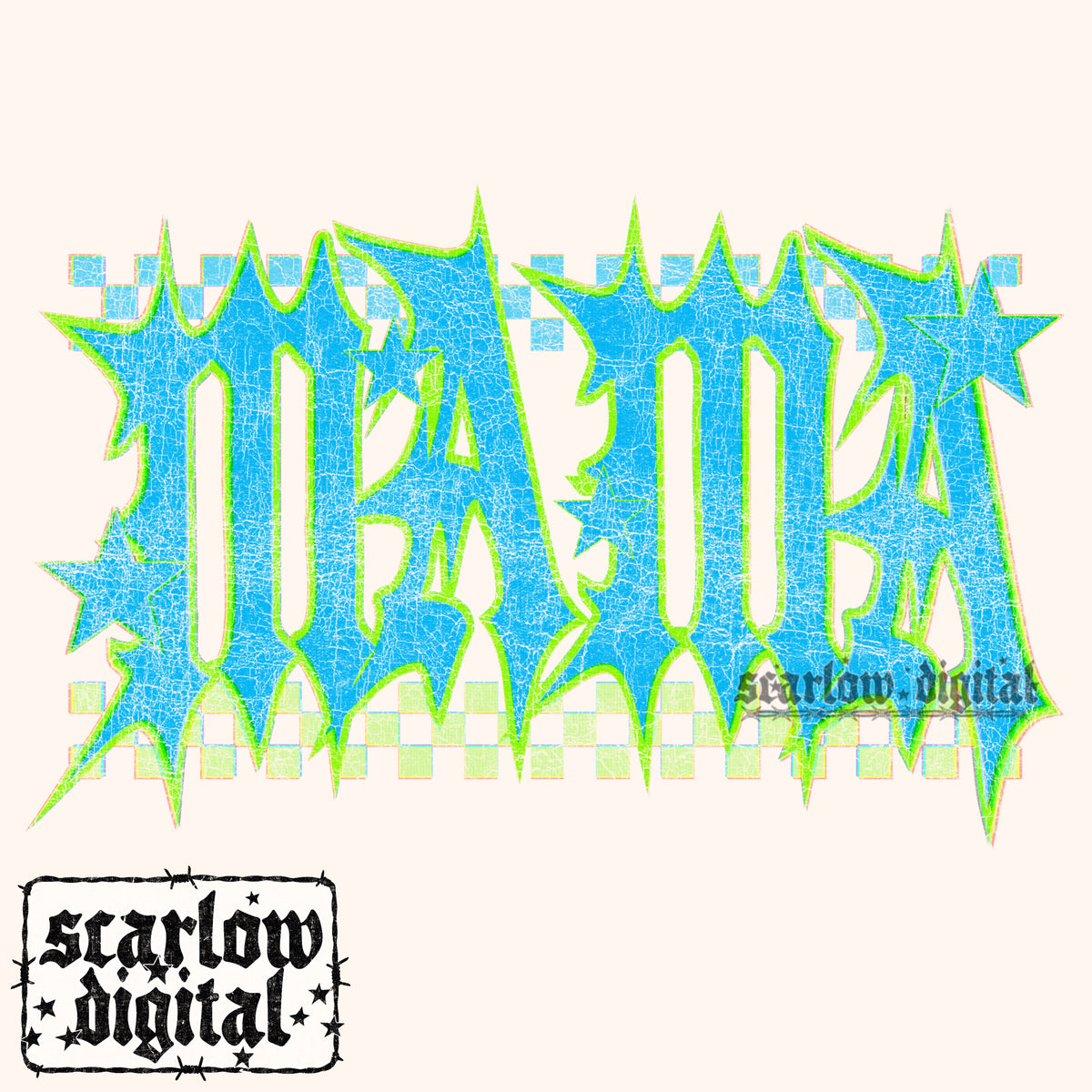 Blue Green Grunge Rocker Mama PNG Digital Design
