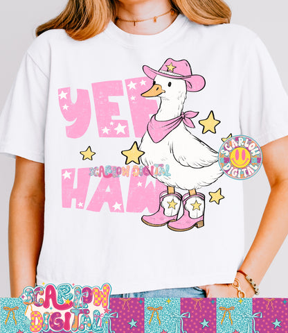 Yeehaw Country Goose in Pink PNG Digital Design