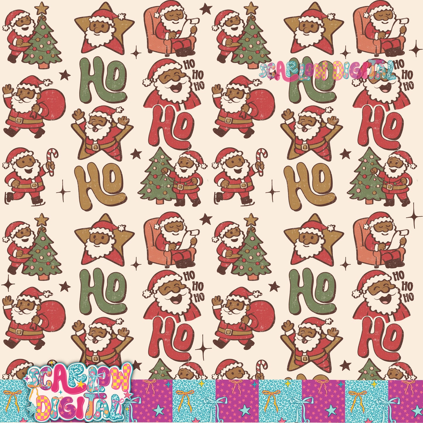 Ho Ho Ho Seamless Pattern Digital Design