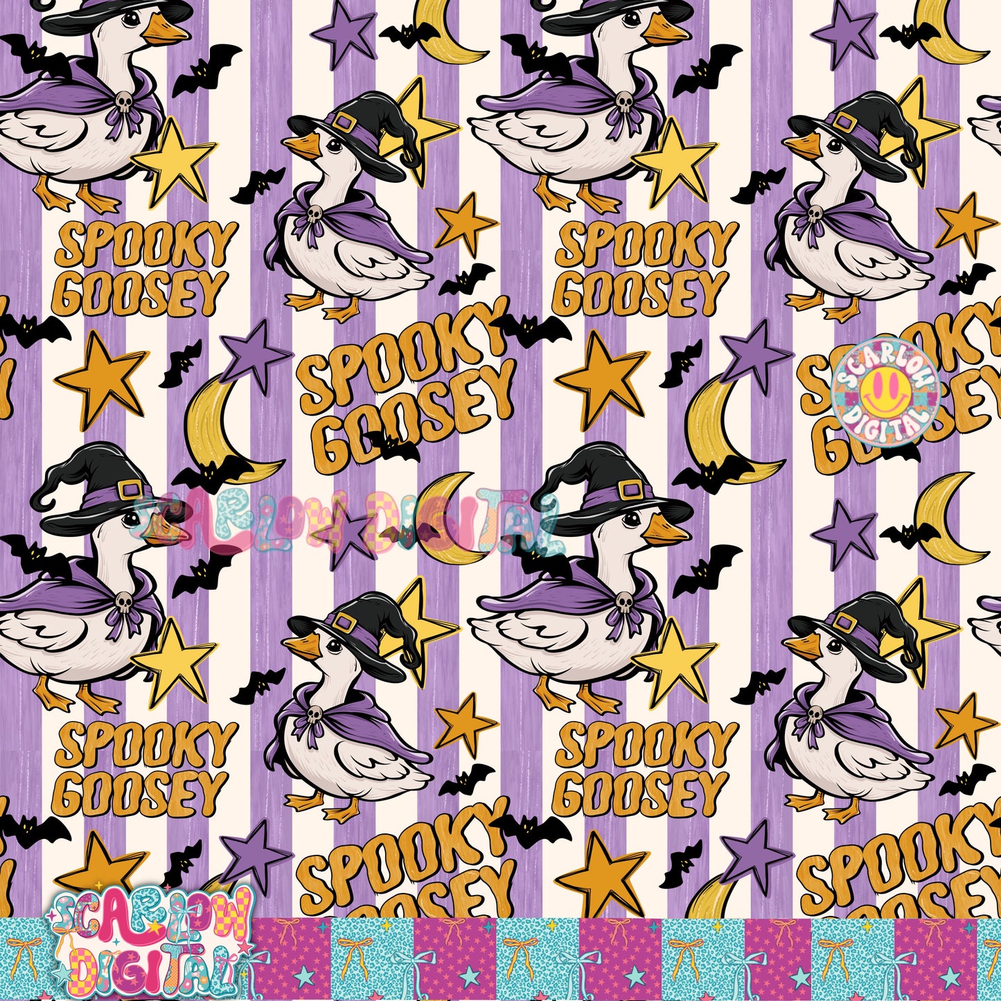 Spooky Goosey Seamless Pattern Digital Design