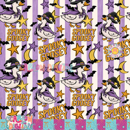 Spooky Goosey Seamless Pattern Digital Design