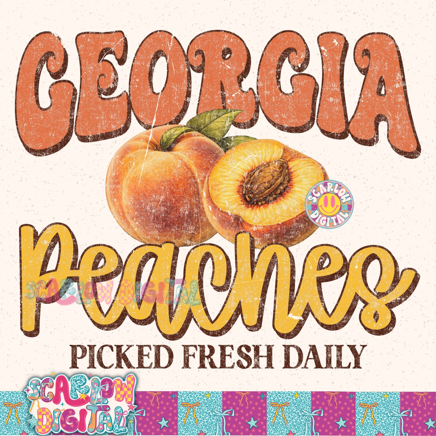 Georgia Peaches PNG Digital Design