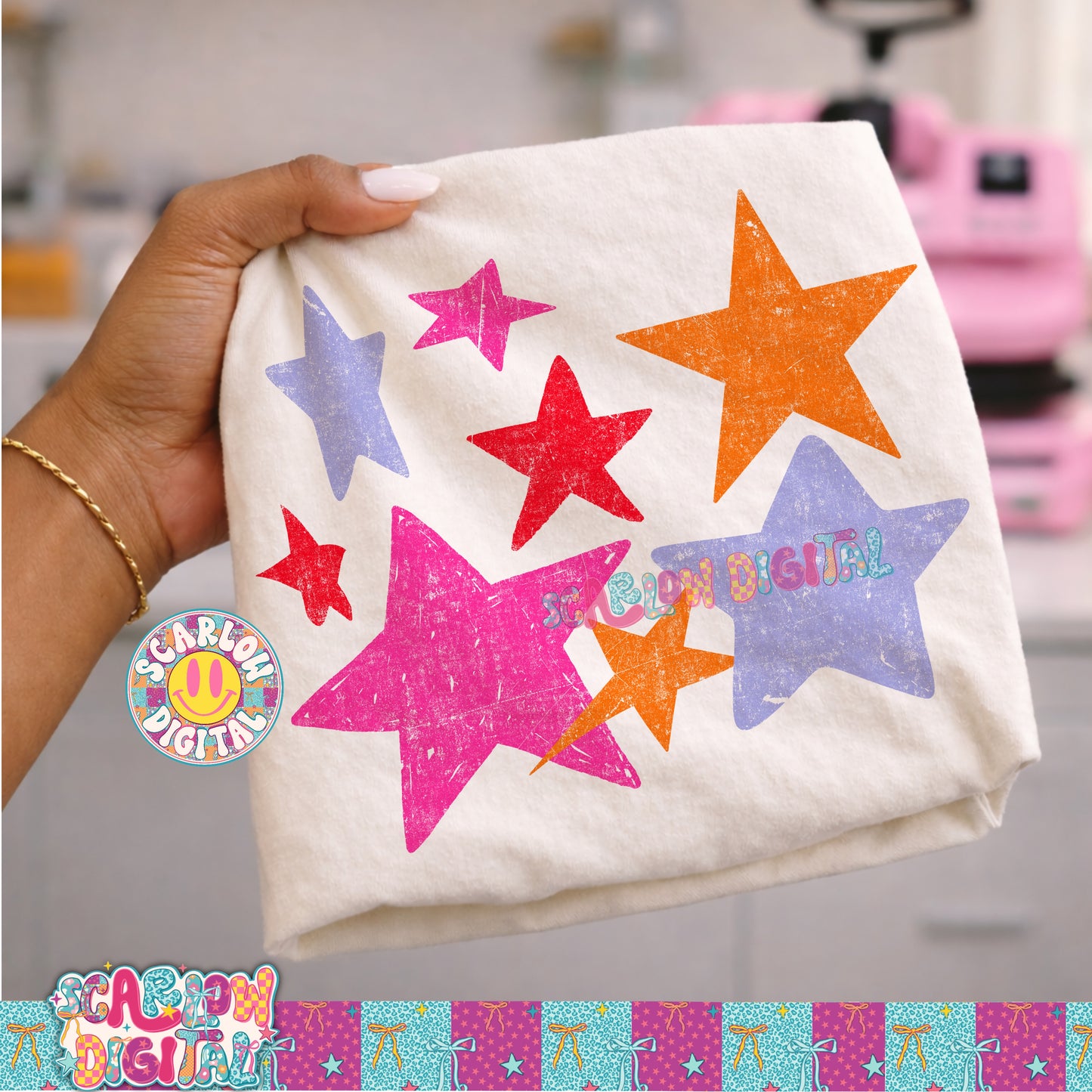 Colorful Stars PNG Digital Design