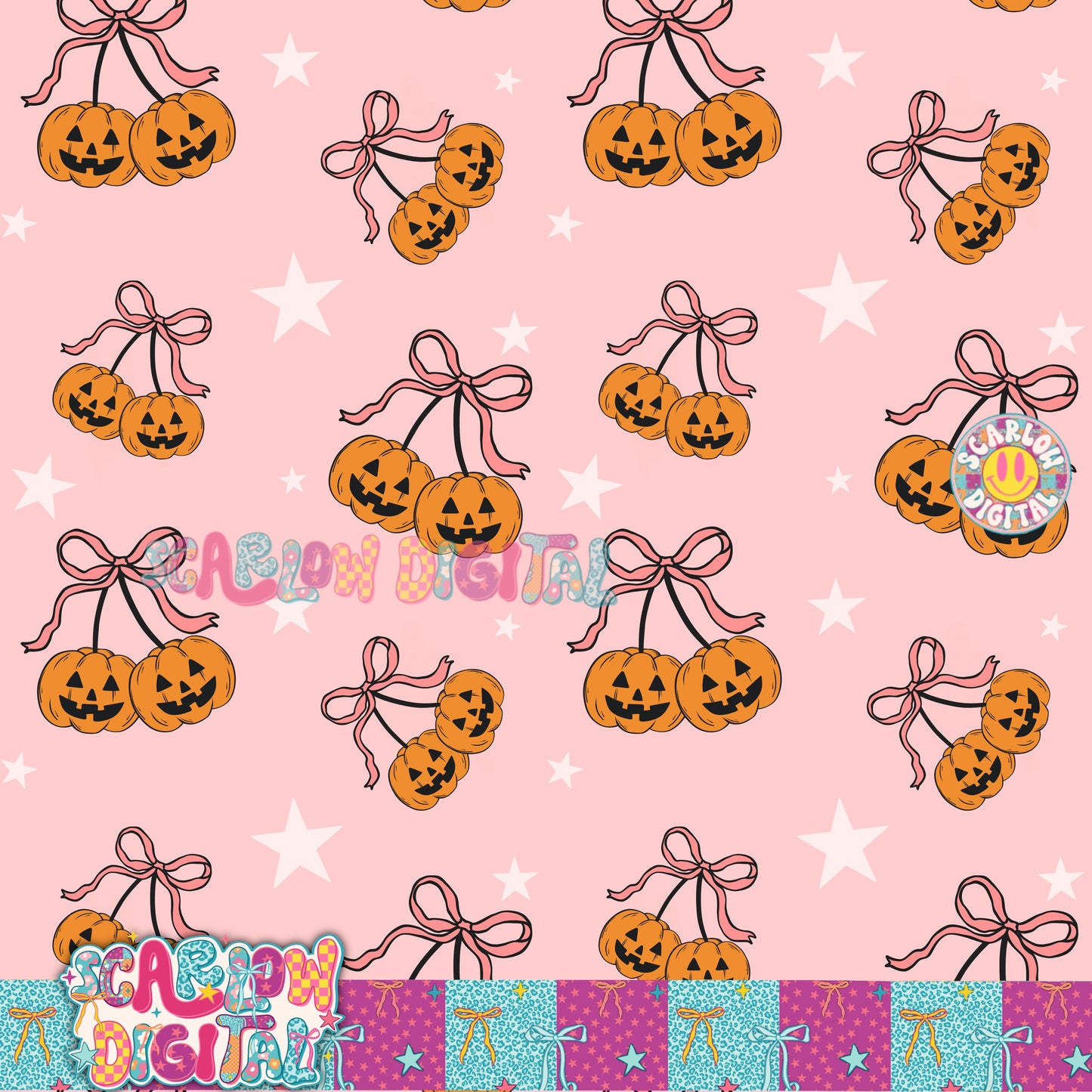 NEW NEW NEW! Cherry Pumpkins Seamless Pattern Digital Design
