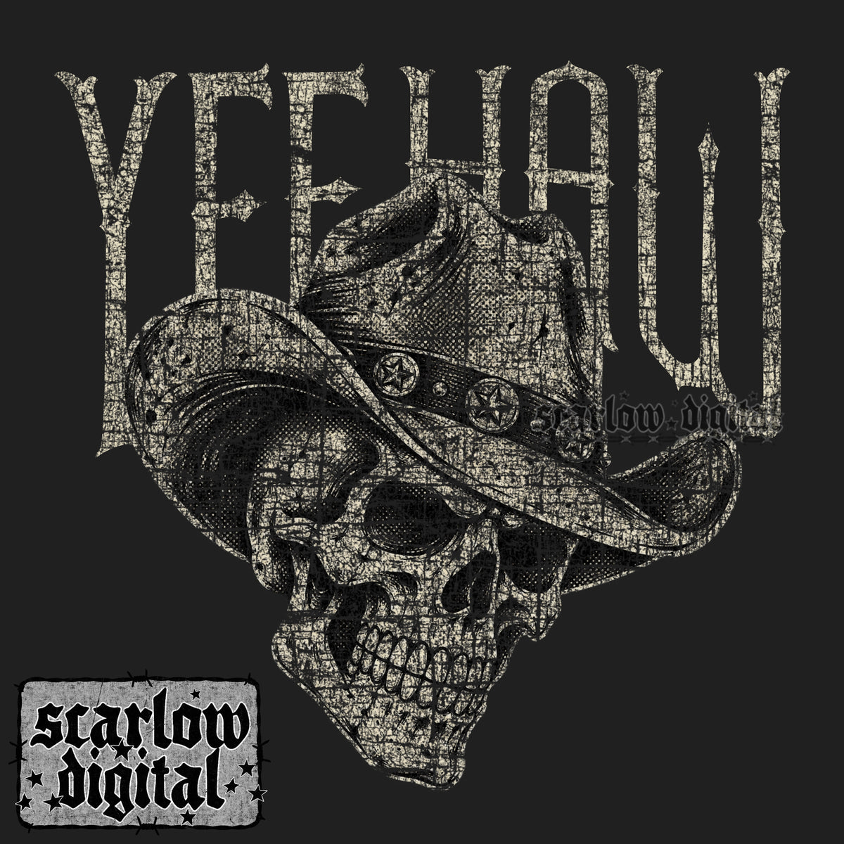 Yeehaw Grunge Skull Western PNG Digital Design
