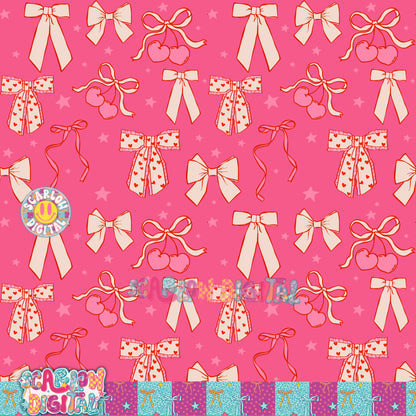 Pink Valentine's Day Bows Seamless Pattern Digital Design