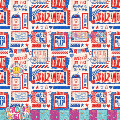 July 4th Seamless Pattern Digital Design