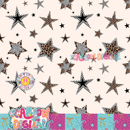 ✨NEW NEW NEW✨ Leopard Print Stars Seamless Pattern Digital Design