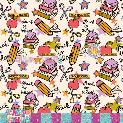 Back to School Doodles Seamless Pattern Digital Design