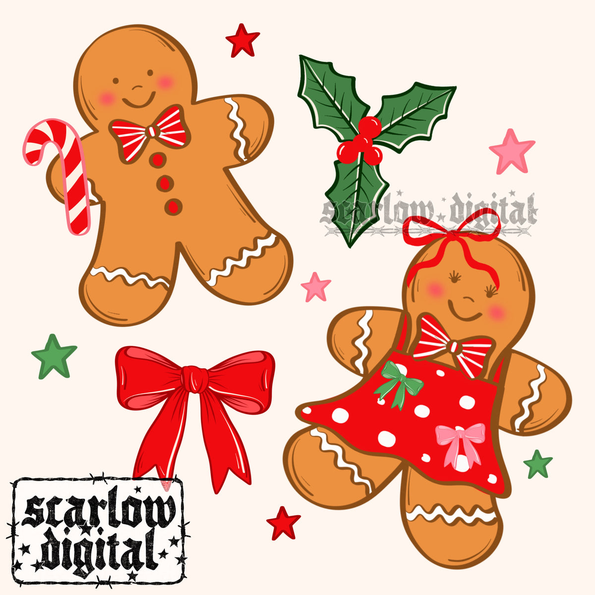 Gingerbreads Christmas PNG Digital Design