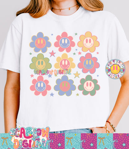 Happy Flowers PNG Digital Design