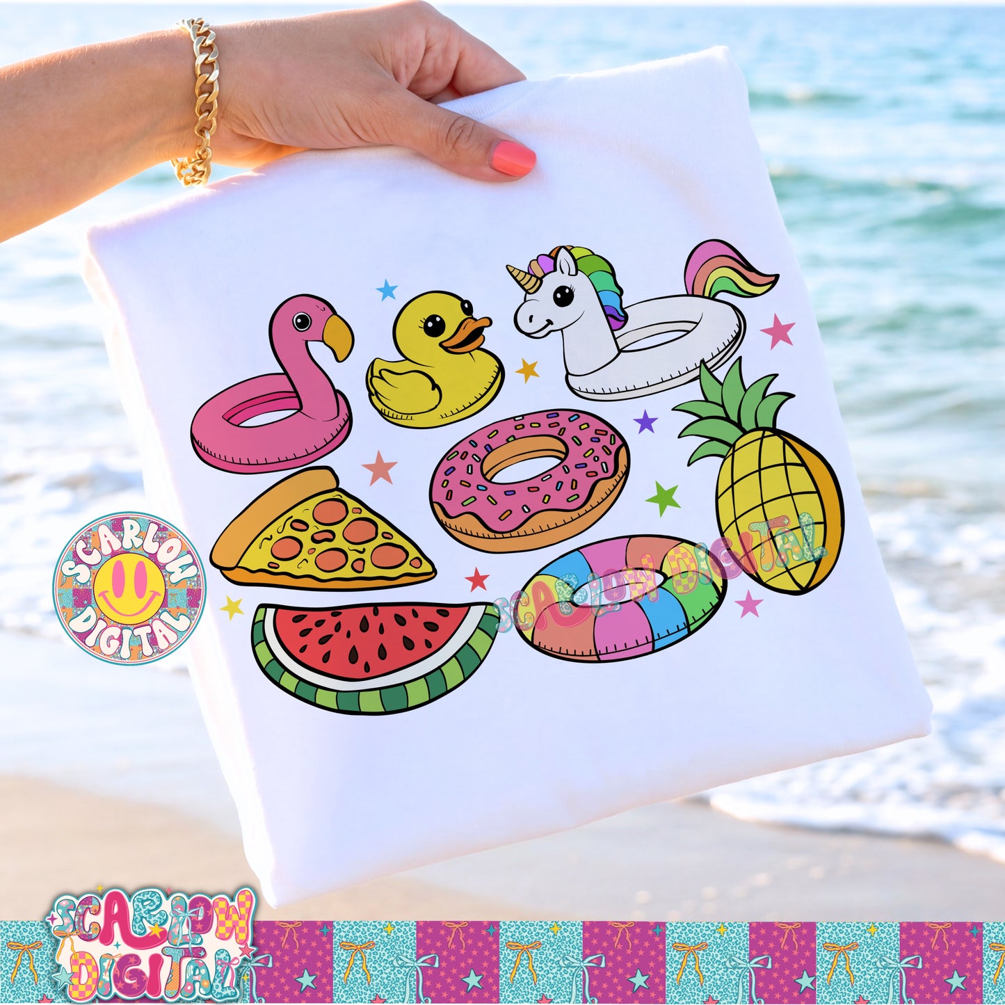 Summer Pool Floats PNG Digital Design