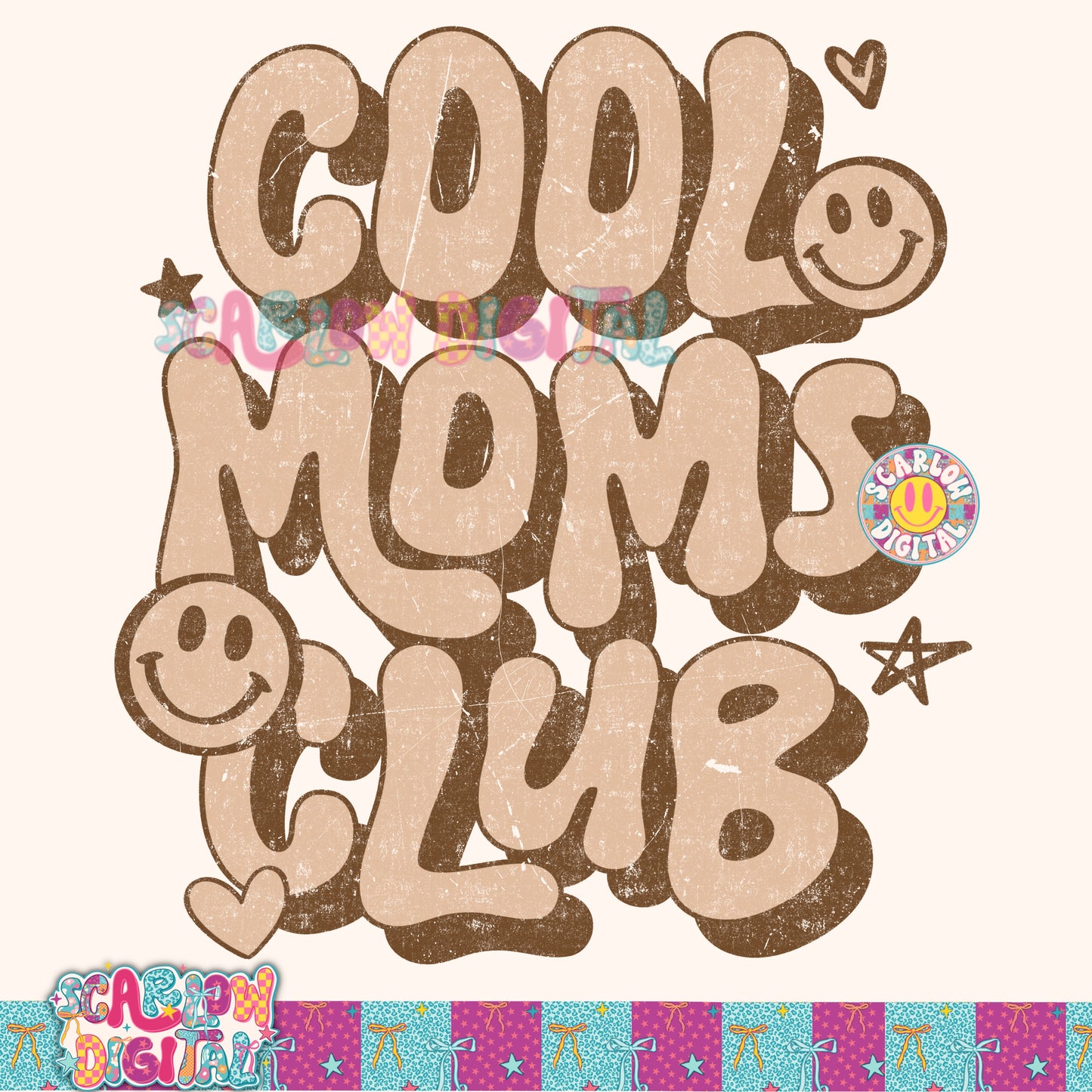 Cool Moms Club in Brown PNG Digital Design