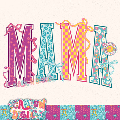 Retro Mama with Bows PNG Digital Design