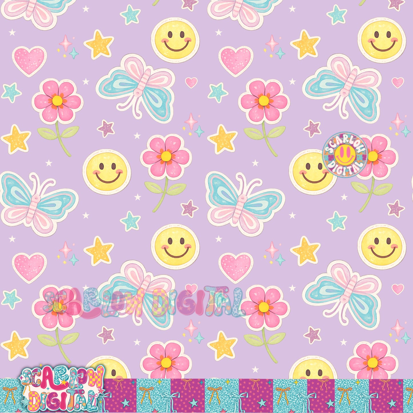 Preppy Doodles Seamless Pattern Digital Design