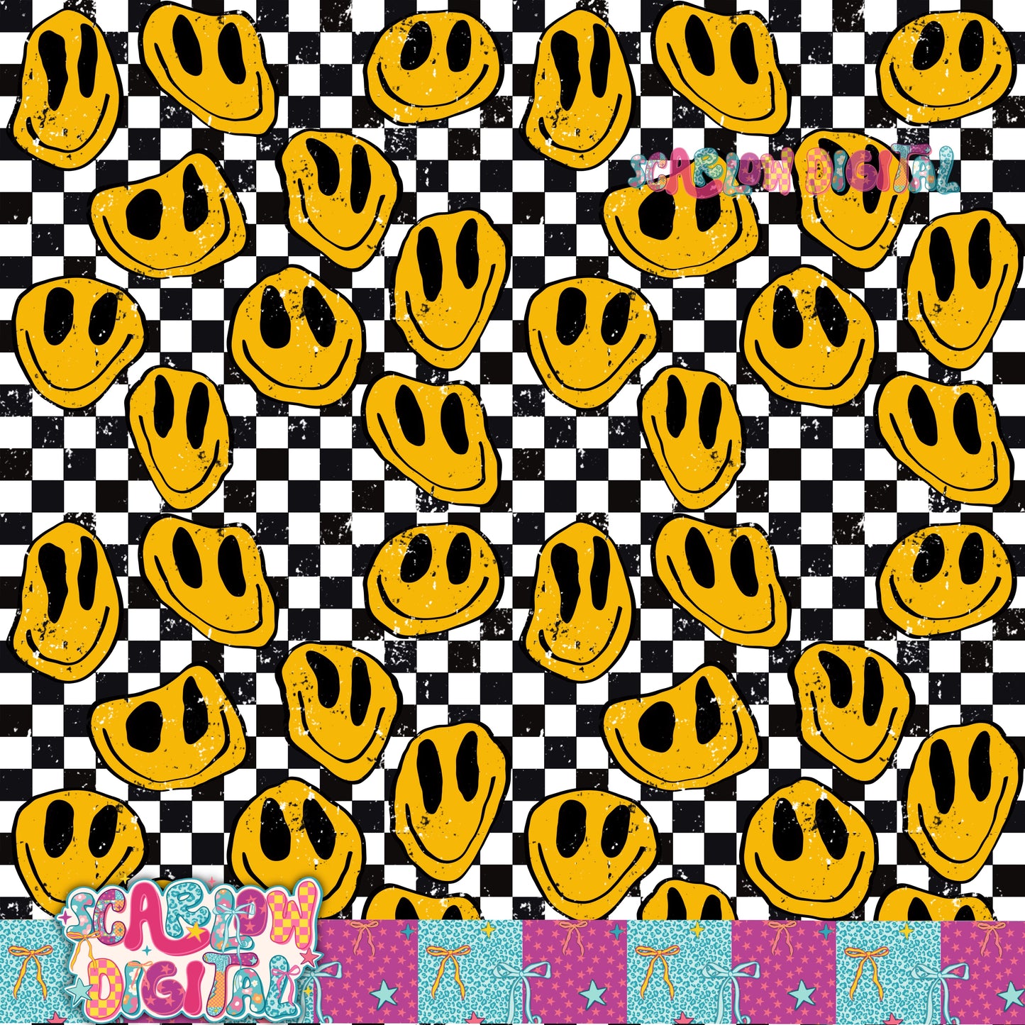 Trippy Faces Seamless Pattern Digital Design