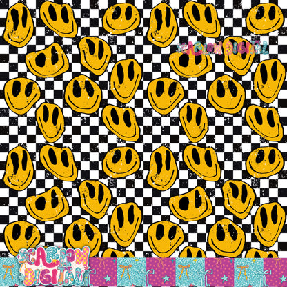 Trippy Faces Seamless Pattern Digital Design