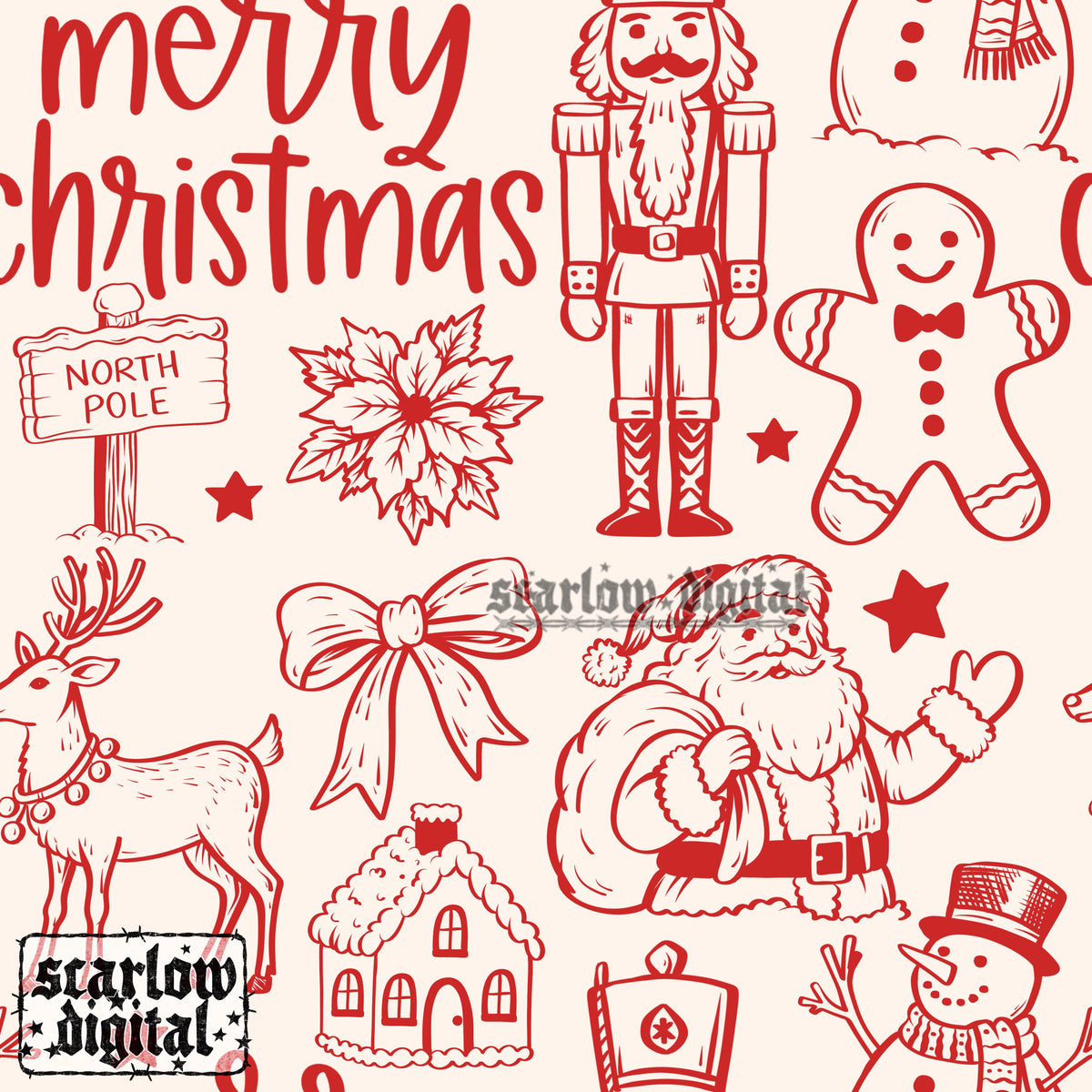 Merry Christmas Seamless Pattern Digital Design