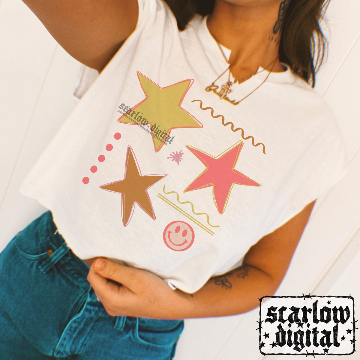 Stars Doodles PNG Digital Design